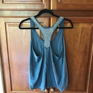 Silence + Noise Silk beaded back Top